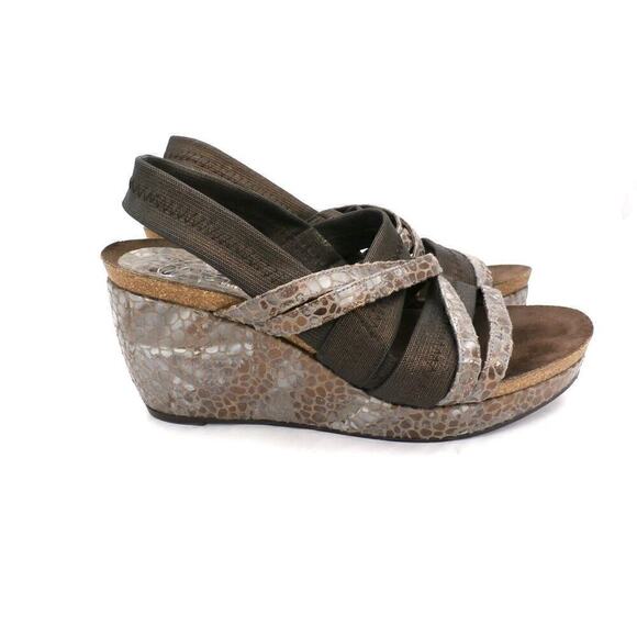 Donald J Pliner Copper Metallic Leather Wedge Sandals 8N Becky Animal Print - Picture 1 of 7